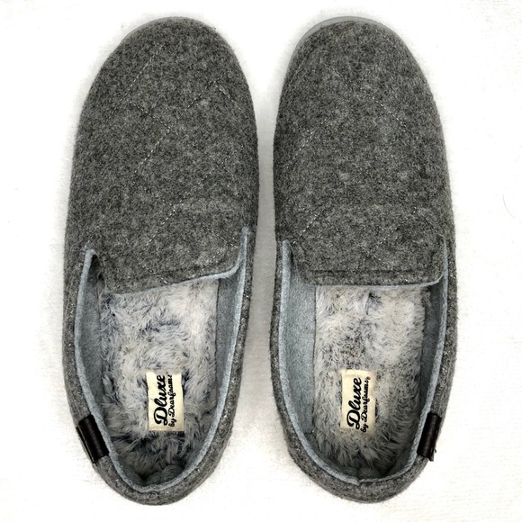 Dluxe by Dearfoams Christina Loafer Quilted Slippers Gray XL US 11 12 - Picture 4 of 16